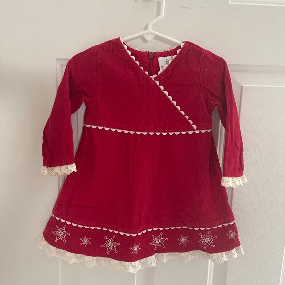 Hanna Andersson Red Corduroy Snowflake Dress - Picture 1 of 12
